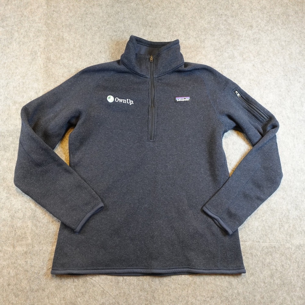 Patagonia Pullover Womens Medium Navy Better Sweater 1/4 Zip Fleece LOGO